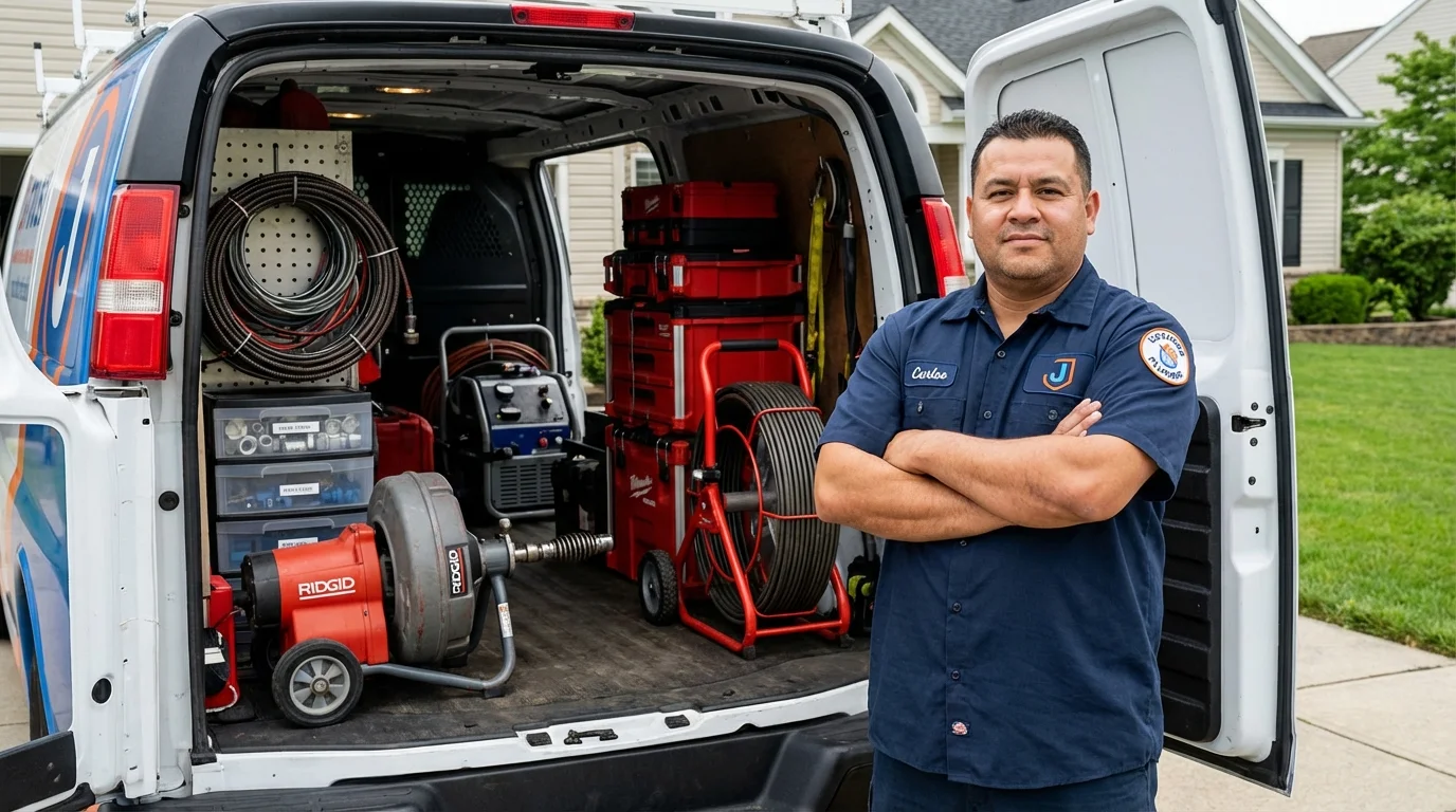 Professional drain cleaning equipment and Johns Plumbing LLC plumber in Malta