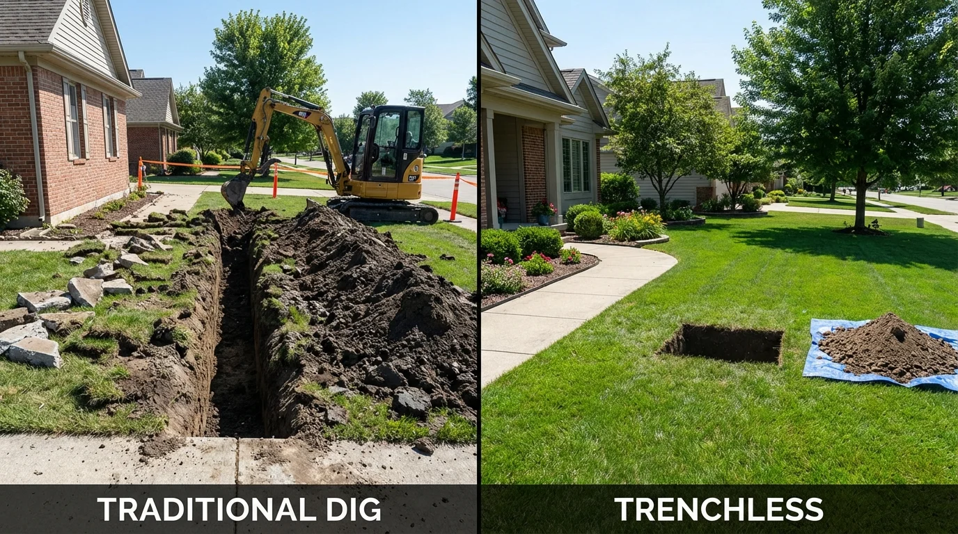 Trenchless sewer repair with minimal yard damage versus traditional excavation in Malta, MT
